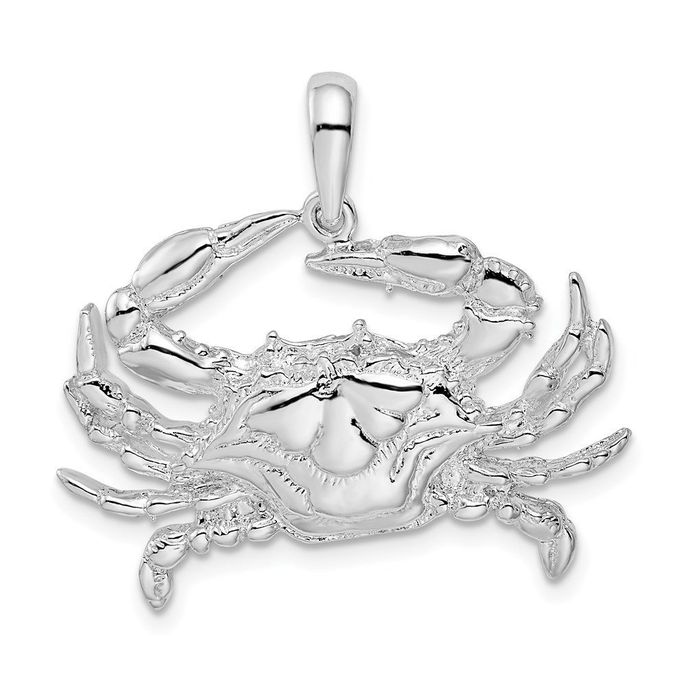 Million Charms 925 Sterling Silver Silver Blue Crab Necklace Charm Pendant
